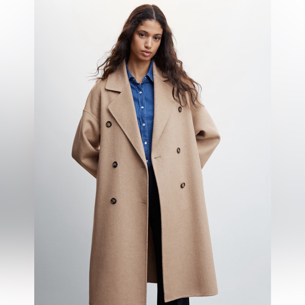 MANGO‎ NWT Oatmeal Taupe Beige
Oversized Double Breasted Handmade Wool
Coat M